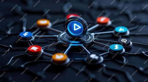 Illustration of social media icons orbiting a central figure