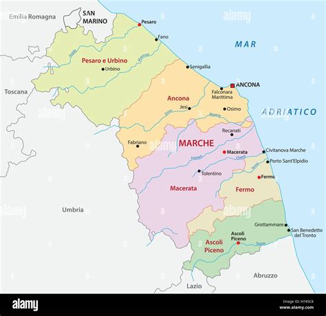 Mappa della regione Marche con indicati i principali centri di supporto per l'autismo