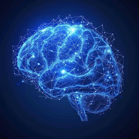 Un cervello umano stilizzato in blu e bianco