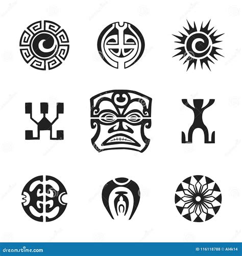 Illustrazione di simboli tribali polinesiani che rappresentano il concetto di 