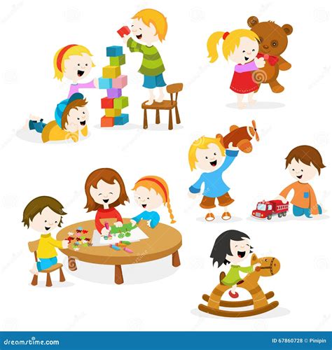 Illustrazione di bambini che giocano con giocattoli tradizionalmente associati a generi diversi