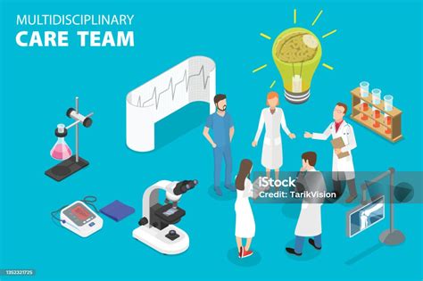 Illustrazione di un team multidisciplinare che collabora per la cura di un paziente