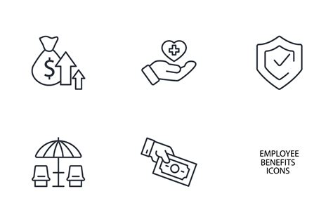 Icone che rappresentano vari benefici: salute, denaro, lavoro