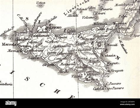 Mappa storica della Sicilia con evidenziate le principali battaglie