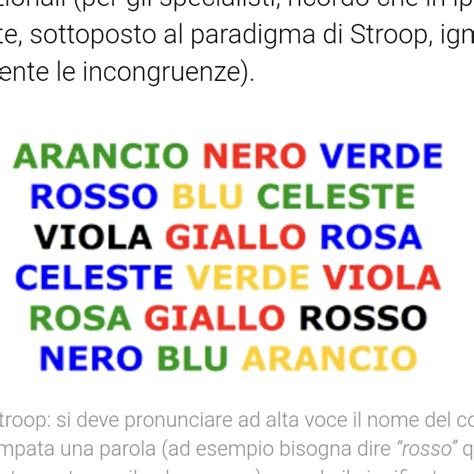 Esempio di stimolo nel test di Stroop