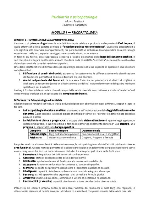 Concetti fondamentali della psicopatologia