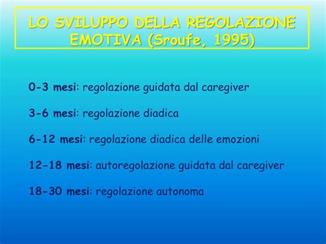 Diagramma dello sviluppo della regolazione emotiva nell'infanzia