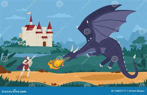 Illustrazione di un eroe che combatte un drago