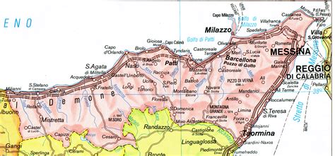 Mappa della provincia di Messina con evidenziate le principali strutture sanitarie