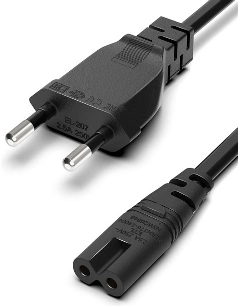 Schema di un cavo di alimentazione Euro 8 con connettori Europlug e IEC C7