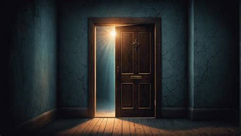 Illustrazione di una porta che si apre su un paesaggio luminoso