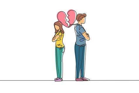 Illustrazione stilizzata di due persone in una relazione con un cuore spezzato e catene