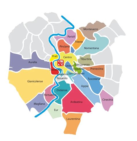 Mappa di Roma con indicata la posizione dello studio del Dr. Milardi