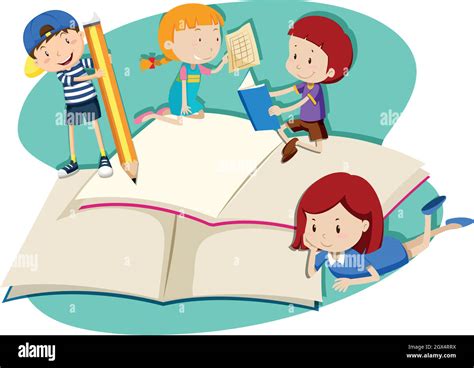 Bambini che leggono e scrivono a scuola