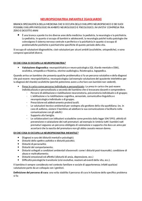 mappa concettuale dei disturbi trattati dalla neuropsichiatria infantile