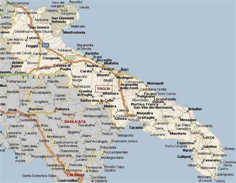 Mappa della regione Puglia