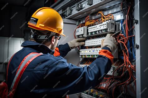 elettricista al lavoro su un quadro elettrico