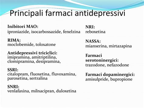 Farmaci antidepressivi triciclici in confronto