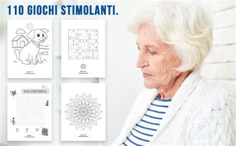 Anziano che legge un libro con esercizi di stimolazione cognitiva
