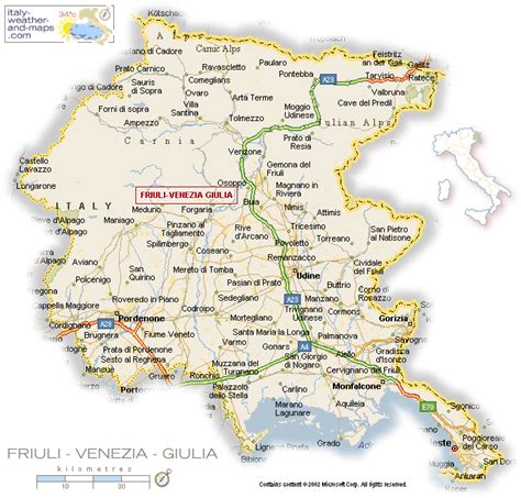 Mappa del Friuli-Venezia Giulia con evidenziate le aree di competenza dei Dipartimenti di Salute Mentale
