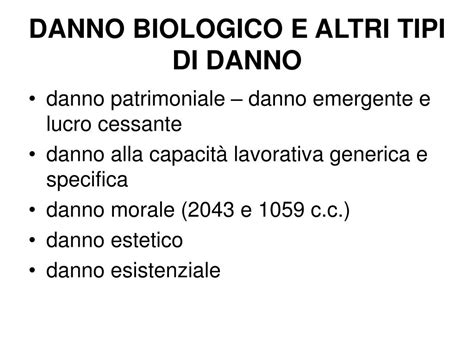 diagramma comparativo tipi di danno non patrimoniale
