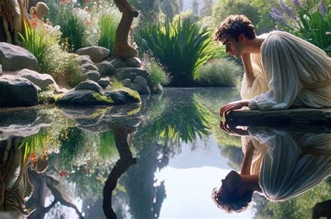 Ninfa Eco e Narciso riflesso in acqua