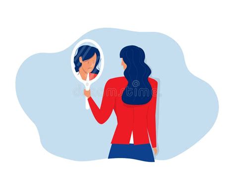 Illustrazione di una ragazza che si guarda allo specchio con un'espressione triste