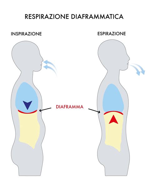 Illustrazione della respirazione diaframmatica con immagini di un fiore e candeline