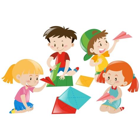 bambini che giocano con cartellini colorati