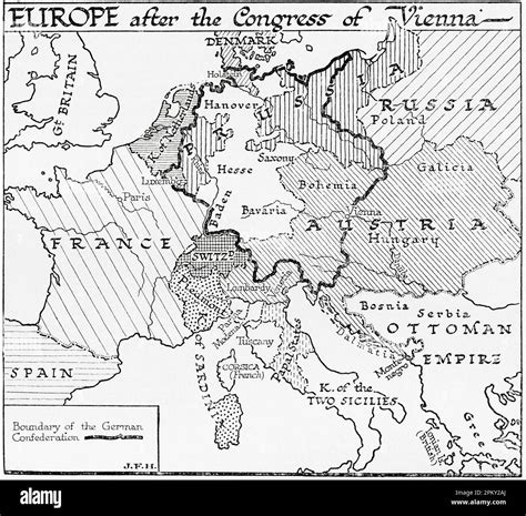 Mappa dell'Europa dopo il Congresso di Vienna