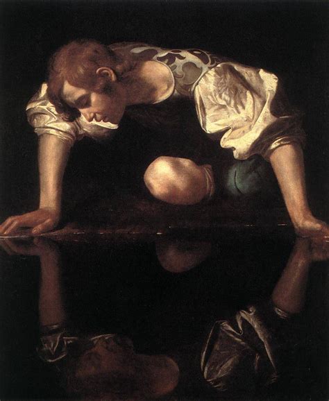 Raffigurazione di Narciso che si specchia nell'acqua