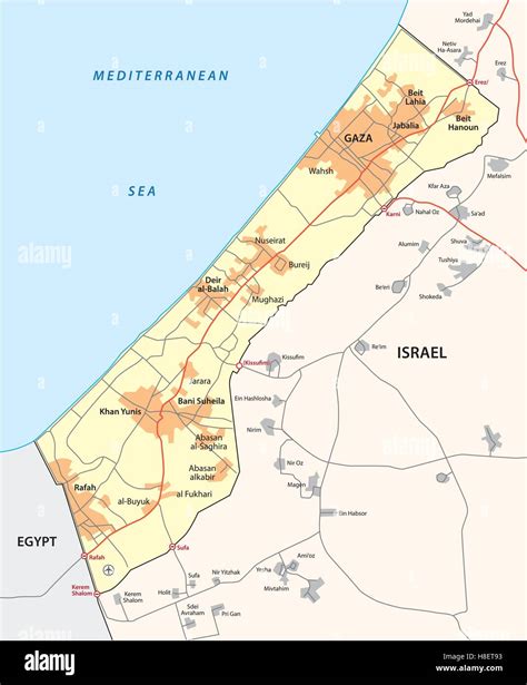 Mappa della Striscia di Gaza con indicazione delle aree di evacuazione