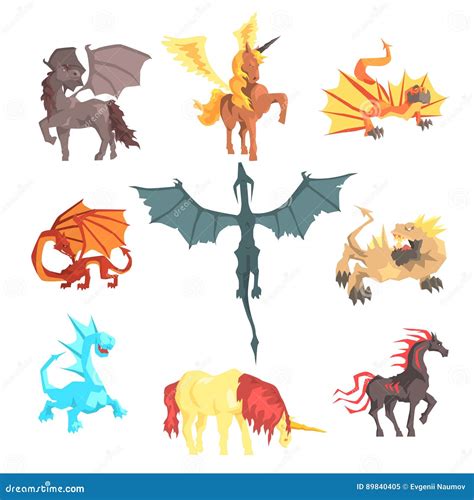 Illustrazione di creature fantastiche con denti e artigli