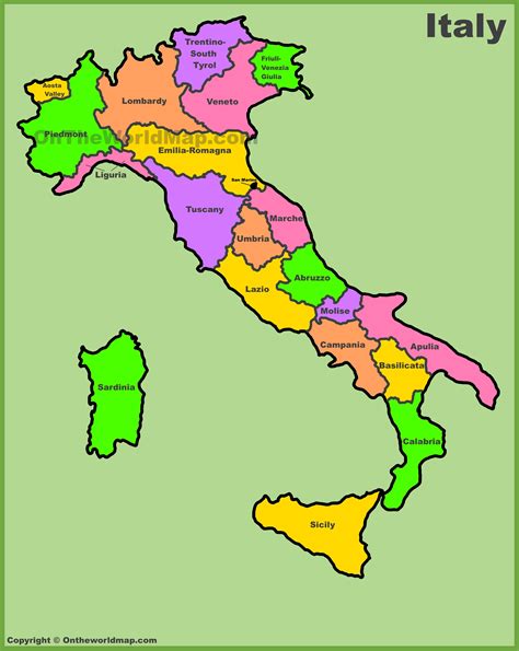 Mappa delle regioni italiane