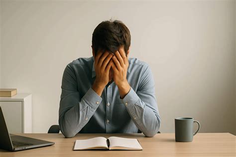 persona stressata alla scrivania