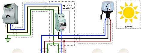 Diagramma che illustra le connessioni di un interruttore crepuscolare bipolare