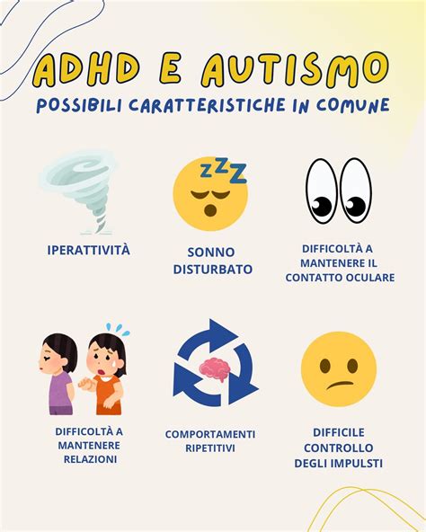 Infografica che elenca le somiglianze tra ADHD e Autismo