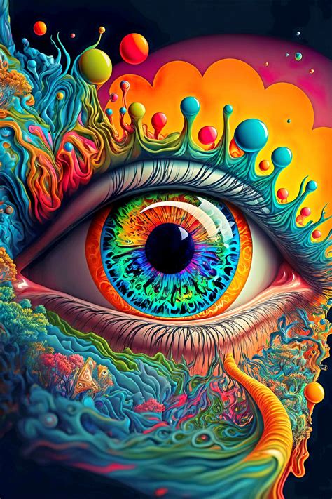 Psychedelic art with eye motifs