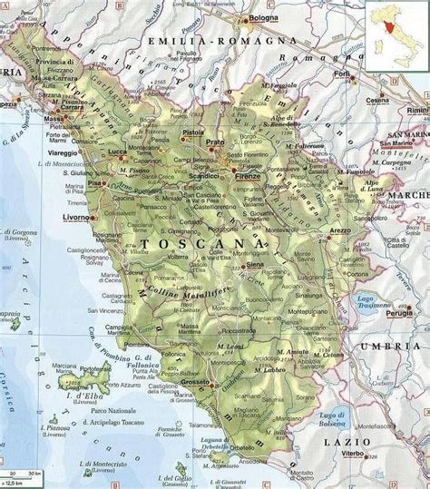 Mappa della Toscana con evidenziata la posizione di Castiglione della Pescaia