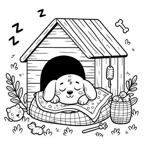Cane che dorme in una cuccia confortevole e buia