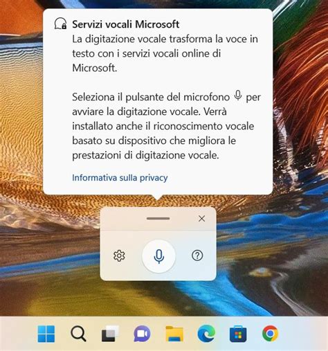Schermata di un software di riconoscimento vocale