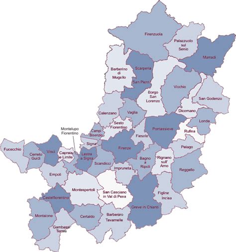 Mappa di Firenze e provincia con indicazione dei servizi sanitari