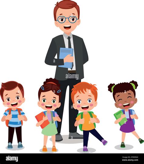Illustrazione di uno psicologo che interagisce con studenti e insegnanti in un ambiente scolastico.