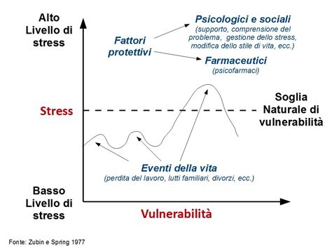 Infografica che illustra la relazione tra vulnerabilità, stress e sviluppo di disturbi