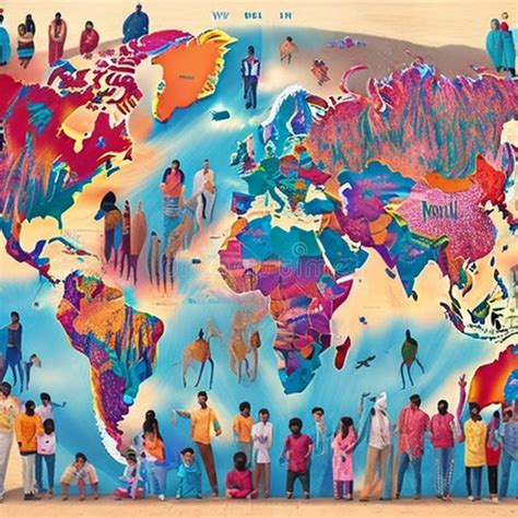 Mappa del mondo con diverse culture evidenziate