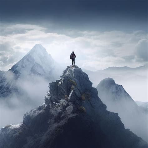 Persona che raggiunge la vetta di una montagna