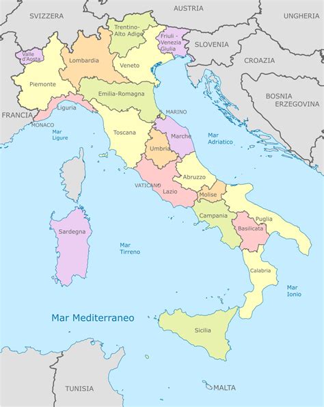 Mappa dell'Italia con indicazione di alcuni centri ADHD
