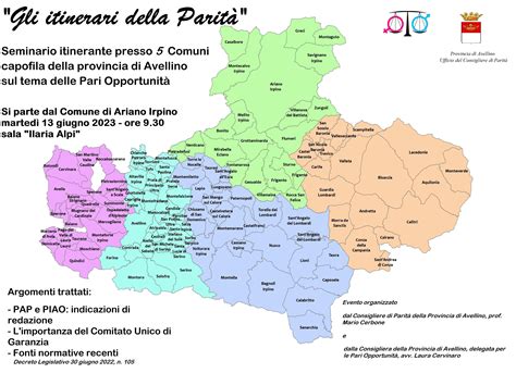 Mappa della provincia di Avellino con evidenziate le aree urbane principali