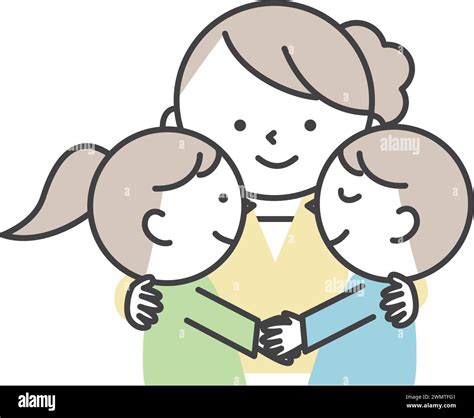 Illustrazione di un bambino che abbraccia una figura materna e una figura paterna stilizzate
