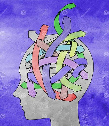 Illustrazione che rappresenta una mente divisa o confusa